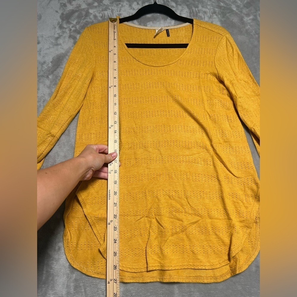 Anthropologie Akemi Kin Tunic Top 3/4 Sleeve Women’s XS Mustard Yellow Boho - Picture 7 of 8